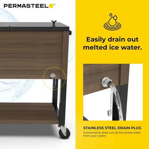 Miniatura 7 de Permasteel 80 Quart Party Cooler, Rolling Ice Chest with Wheels and Handles for Indoor Outdoor Patio