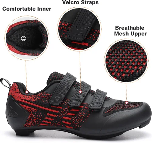 Miniatura 5 de Zapatos de ciclismo unisex para bicicleta de carretera, compatibles con Peloton Shimano SPD, zapatos de ciclismo para hombres y mujeres, 3 correas