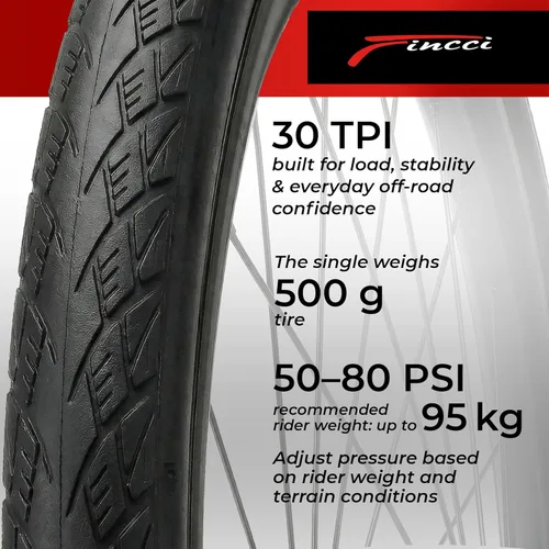 Miniatura 5 de Fincci Par de neumáticos plegables 37-622 de 700x35c con protección antipuntura de 0.039 in para ciclo, carretera, montaña, MTB, híbrida, turismo
