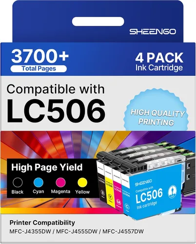 LC506 - Cartuchos de tinta compatibles con cartuchos de tinta Brother LC506XL LC 506 XL Series funcionan para impresora Brother MFC-J4355DW