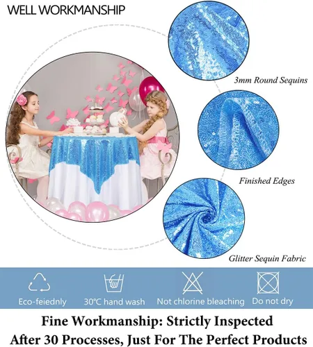 Miniatura 2 de DUOBAO Tela de lentejuelas de The Yard Tela brillante Tela azul para coser Material de secuencia Tela de Sirenita Tela de lentejuelas Tela