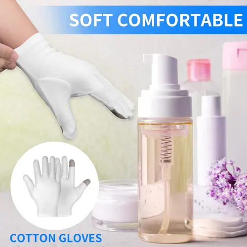 Miniatura 6 de Sibba 2 pares de guantes y calcetines hidratantes para pantalla táctil, guantes hidratantes para la hora de acostarse, curar eccema, loción