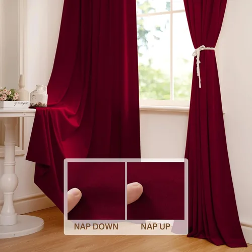 Miniatura 4 de StangH - Cortinas de terciopelo rojo navideño de 96 pulgadas: paneles de ventana grandes resistentes para oscurecer la habitación y mejorar