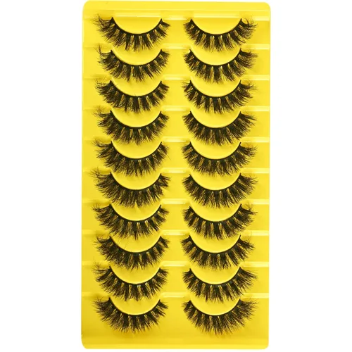 Miniatura 2 de Pestañas Postizas Cortas Tiras de Pestañas Completas de Visón 10 Pares Pestañas Esponjosas de Ojo de Gato Tiras de Pestañas Pestañas de Volumen
