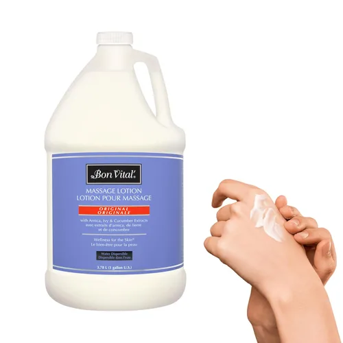 Bon Vital' Loción de masaje original para una base de masaje versátil para relajar los músculos doloridos y reparar la piel seca, fórmula ligera y