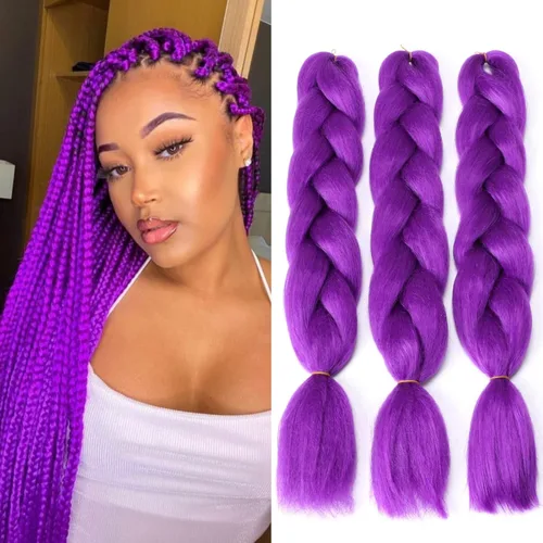 Miniatura 11 de Extensiones de cabello trenzado de color amarillo jumbo, trenzas gigantes para trenzas de caja trenzada, cabello de fibra sintética de alta calidad
