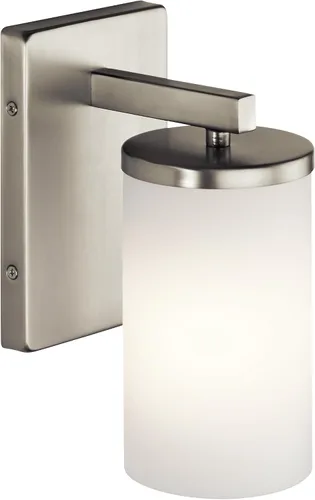Miniatura 3 de Kichler Crosby 45495NI - Aplique de pared de 9.25 pulgadas en níquel cepillado, 1 luz contemporánea para pasillo o baño con cristal de ópalo