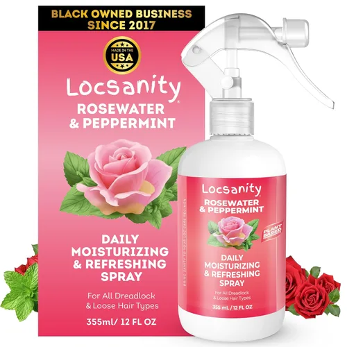 Miniatura 10 de Loc Spray - Locsanity - Spray hidratante diario de agua de rosas y menta para rastas y rastas, hidratante ligero para control del encrespamiento