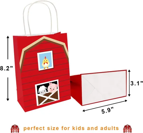 Miniatura 4 de Fancy Land Bolsas de recuerdo de fiesta de animales de granja, bolsa de dulces con asas para regalos de cumpleaños, 18