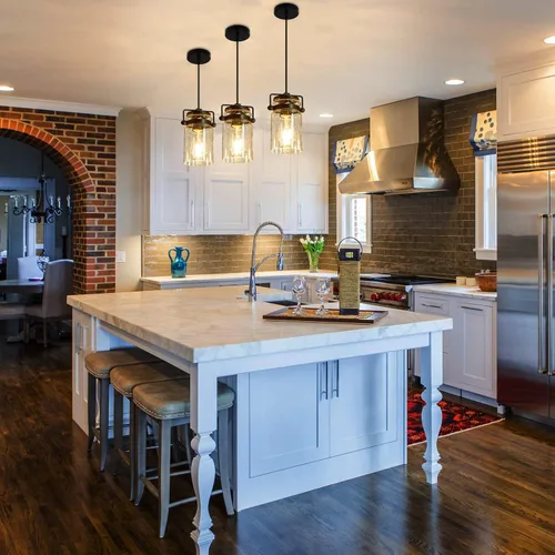 Miniatura 2 de Iluminación colgante para isla de cocina, lámpara colgante de cristal moderna lineal para comedor, 1 luz, lámpara colgante industrial para techo