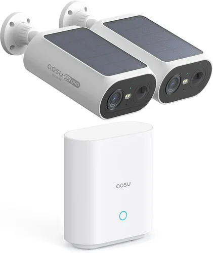 aosu Cámaras de seguridad solares inalámbricas para exteriores, instalación de bricolaje de 2 minutos, no requiere suscripción, cámaras para sistema