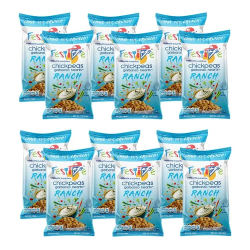 Miniatura 18 de Festive Celebrate Snacktime Pack de bocadillos gourmet de crema con garbanzos tostados, 8 bolsas de 1 oz de garbanzos crujientes con proteínas