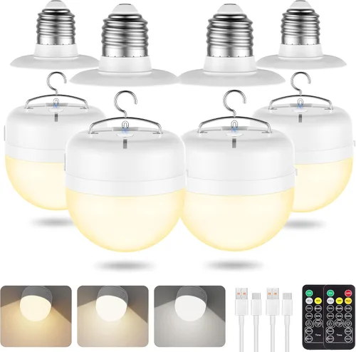 Miniatura 10 de SCOPOW Bombilla recargable con control remoto – 8W 600LM E26 bombillas recargables regulables temporizador de control y 3 temperaturas de color + 15