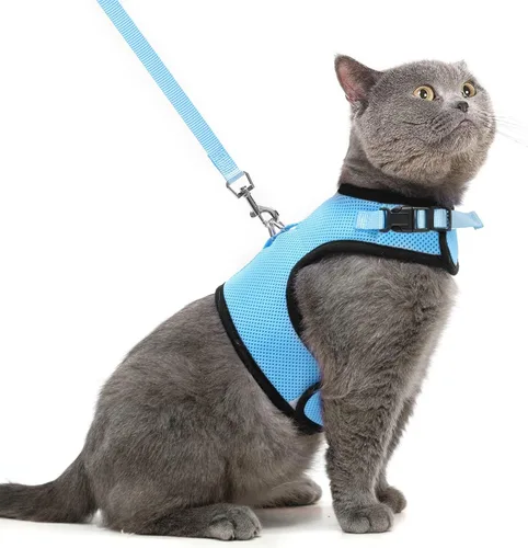 Miniatura 14 de PUPTECK Juego de arnés y correa de malla suave para gatos, arnés acolchado para mascotas, a prueba de escape, para gatos, perros pequeños, conejos