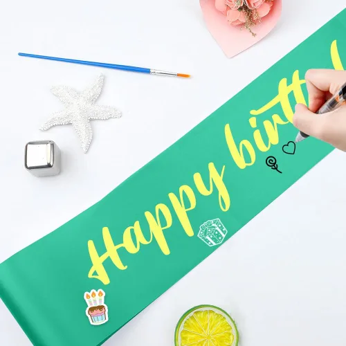 Miniatura 4 de 12 bandas de satén en blanco para fiestas, color verde menta, para concursos de belleza, cumpleaños, bodas, graduaciones, bricolaje, concursos