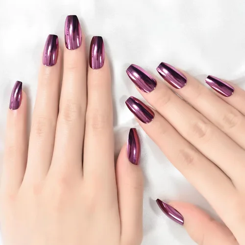 Miniatura 29 de Elevenail - Uñas postizas de longitud media, punta vino rojo, uñas postizas de cobertura total, uñas postizas cortas, uñas falsas, uñas falsas Rojo