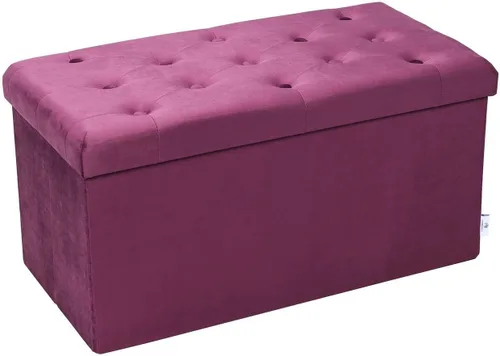 Miniatura 7 de B FSOBEIIALEO Otomana de Almacenamiento Plegable, Banco Largo de Zapatos Otomanas, Asiento Reposapiés de Cofre de Almacenamiento de Terciopelo Gris
