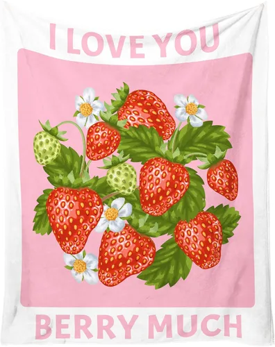 Miniatura 14 de Manta de fresa, 30 x 40 pulgadas, bonita manta de frutas para mujeres y niñas, suave y acogedora, mantas de franela para sofá, cama