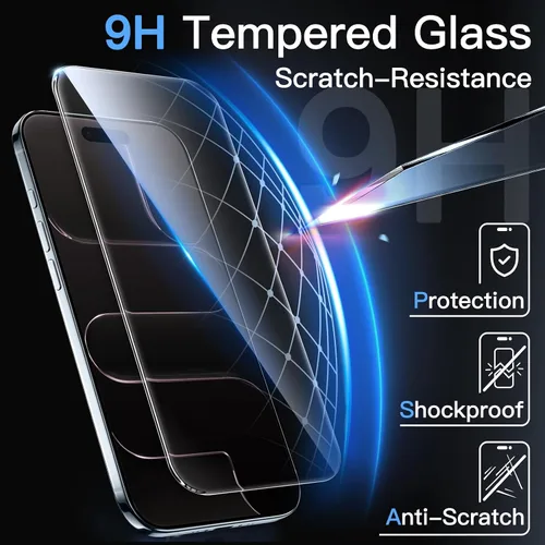 Miniatura 5 de JETech Protector de pantalla para iPhone Air, película de vidrio templado con herramienta de fácil instalación, dureza 9H, compatible con fundas