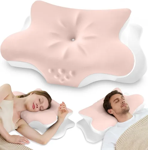 Miniatura 13 de Almohada cervical para el cuello para aliviar el dolor, almohada ergonómica de espuma viscoelástica para dormir de lado con contorno, almohada