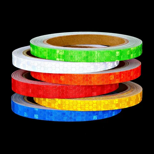 Miniatura 2 de Zonon Cintas adhesivas, 6 rollos de cintas reflectantes, 6 colores, calcomanía de seguridad nocturna, plateado, azul, rojo, amarillo, naranja, verde