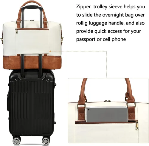 Miniatura 40 de CAMTOP - Bolsa de viaje de fin de semana para mujer, bolsa de lona con espacio para laptop de15.6 pulgadas