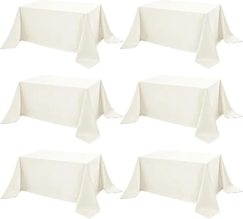 Miniatura 15 de Paquete de 6 manteles negros para mesas cuadradas, 54 x 54 pulgadas, tela de poliéster resistente a las manchas para mesas de 2 pies, manteles