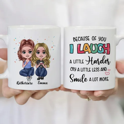 Miniatura 4 de Gossby Taza de café personalizada de la amistad, regalo personalizado Besites para mujeres con diseño de muñeca, nombre, cita – cumpleaños, Navidad