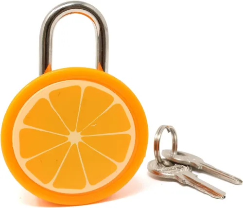 Honbay Lindo candado de frutas naranjas con llaves: para joyero, bolso, bolso, mochilas, gabinete, cofre del tesoro, maletas, taquillas, buzón,