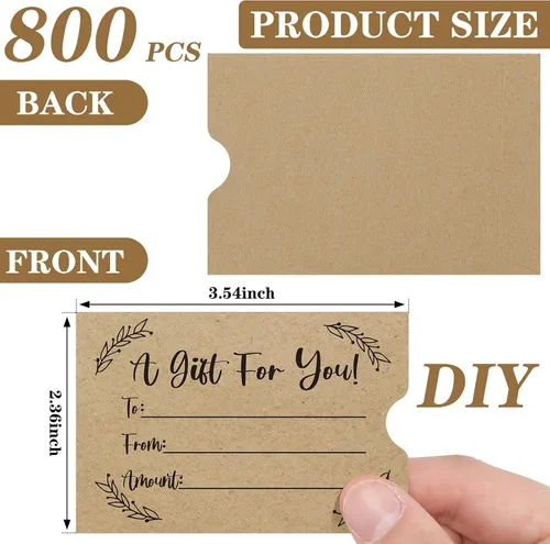 Miniatura 2 de Teling - 800 sobres para tarjetas de regalo, fundas para tarjetas de crédito, papel kraft marrón, mini, sobres para llaves de hotel de negocios
