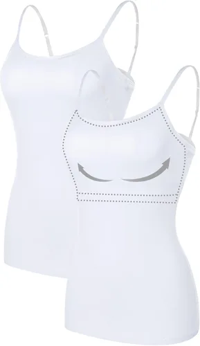 Miniatura 58 de Camisa Attraco de algodón, con tirantes estilo espagueti, con brasier incorporado, 2 paquetes, para mujer