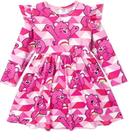 Care Bears - Vestido de tirantes para niña, vestido de tirantes para niña, vestido acampanado a rayas rosadas, 3M-24 meses