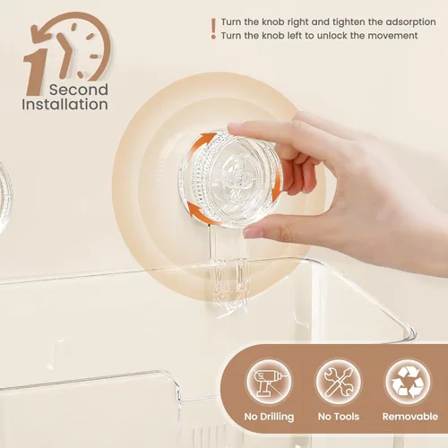 Miniatura 3 de LUXEAR Organizador de ducha con ventosa transparente – organizador de ducha + jabonera+soporte para cepillo de dientes – 1 segundo instalación sin