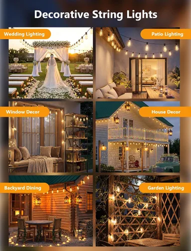 Miniatura 7 de Guirnalda de luces para exteriores de 10 pies, 10 luces LED Edison ST40 para patio Bombillas inastillables, IP65 impermeables, regulables, 2700 K