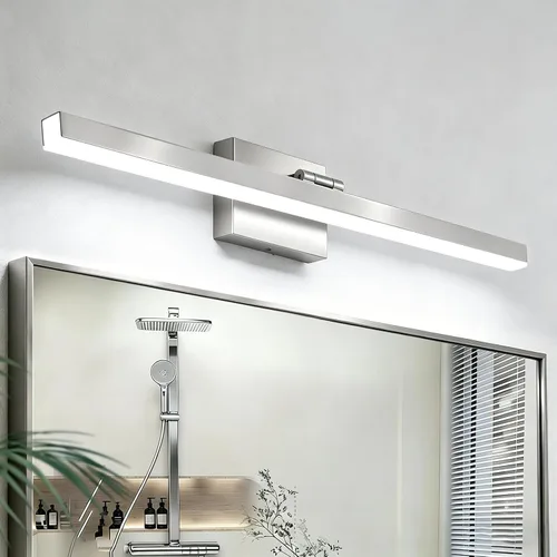 Miniatura 23 de IZORRO Moderna lámpara de tocador de baño de 16 pulgadas, giratoria, 12 W, regulable, lámpara LED sobre el espejo, barra de luz negra para tocador