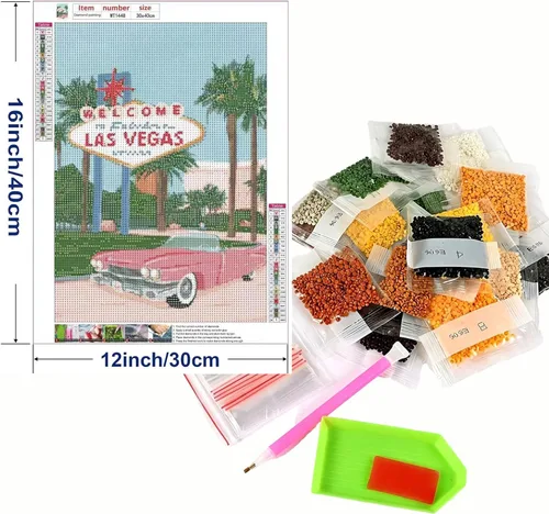 Miniatura 2 de LIULIMI Kit de Pintura de Diamantes DIY 5D Paisaje Mundial, Arte de Diamantes de Las Vegas, Kits de Pintura de Diamantes, Arte de Diamantes Redondos