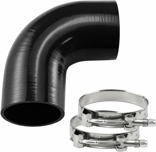 Miniatura 8 de Ucreative Codo de 90 grados ID: 2.0" (51mm) Manguera de silicona acopladora de 4 capas de alto rendimiento para vehículo con abrazadera de perno en T