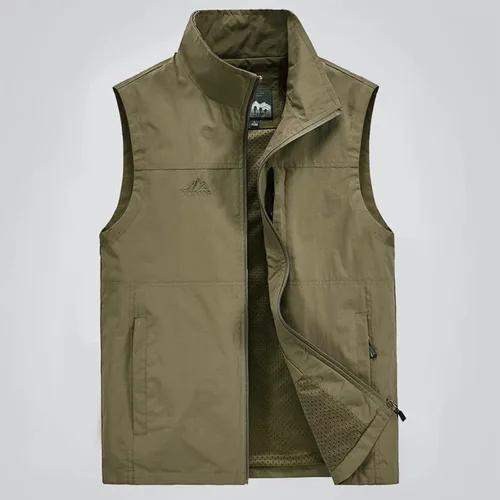 Miniatura 2 de WENKOMG1 Chaleco ligero de secado rápido para hombre, chaleco con cremallera completa para correr, al aire libre, primavera y verano