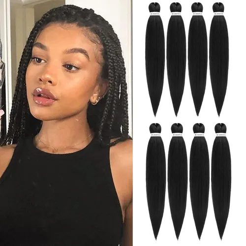 Miniatura 33 de Cabello trenzado preestirado - 12 pulgadas, 8 paquetes, cabello trenzado corto natural negro para trenzas torcidas o en caja, extensiones de cabello