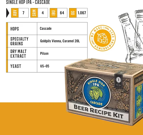 Miniatura 4 de Kit de recetas Craft A Brew - Recarga de IPA de lúpulo único - 1 galón - Ingredientes para elaboración de cerveza en casa IPA de salto único