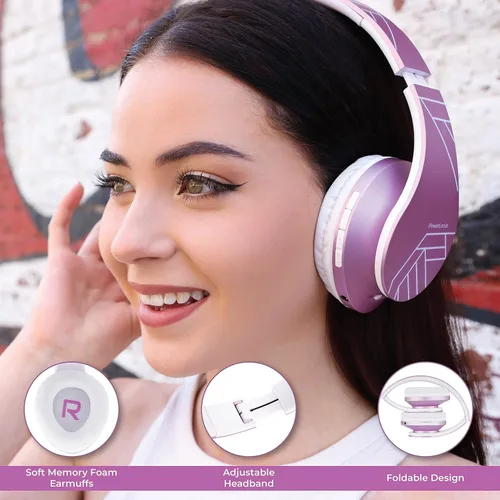 Miniatura 2 de PowerLocus Auriculares Bluetooth sobre la oreja, auriculares inalámbricos con micrófono, auriculares plegables, orejeras de espuma viscoelástica