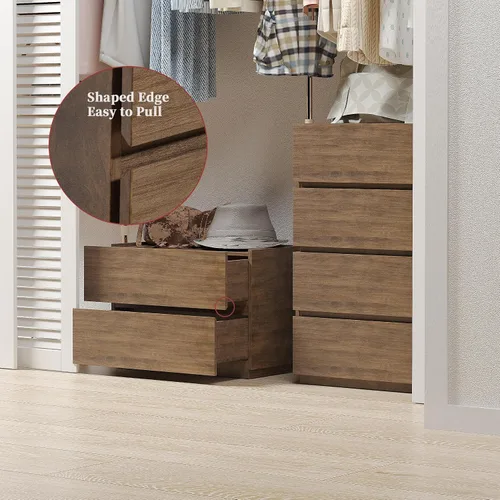 Miniatura 4 de woodtalks Cajonera apilable de 2 cajones, cómodas de almacenamiento multiusos para dormitorio, clóset, gabinete de almacenamiento para entrada