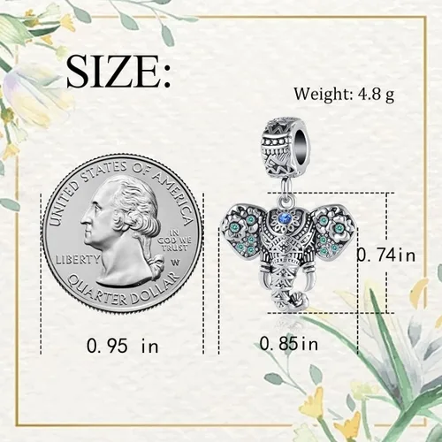 Miniatura 6 de QeenseKc Abalorio para pulseras europeas con diseño de elefante y mariposa diseño de oso de mamá