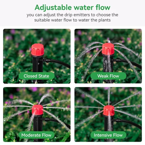 Miniatura 4 de 100 piezas de emisores de riego por goteo para tubos de riego por goteo de 1/4", goteros ajustables de flujo de agua de 360 grados en estaca