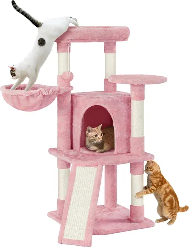 Miniatura 13 de Yaheetech Árbol para gatos, torre para gatos de 42 pulgadas para gatitos de interior, casa de juegos para mascotas con percha grande y postes Negro