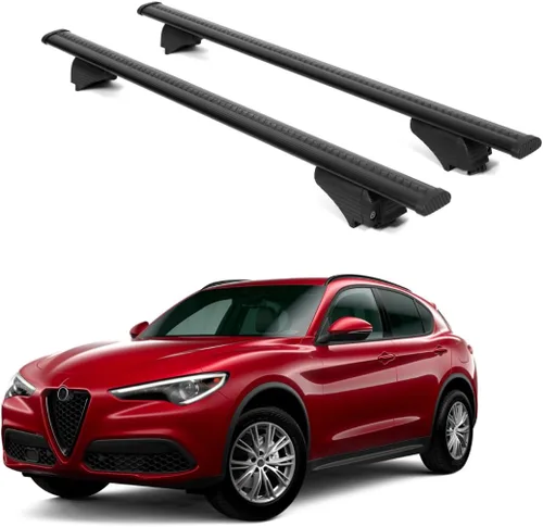 Miniatura 15 de ERKUL - Barras transversales de techo para Alfa Romeo Stelvio 2017-2026 Barras transversales de aluminio con cerradura antirrobo para techo
