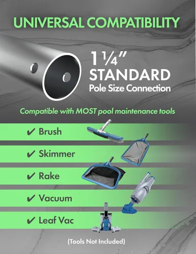 Miniatura 4 de KEMANO - Poste profesional de servicio pesado de 15 pies para piscina, aluminio telescópico, ajustable de 3.4 a 15 pies, se adapta a aspiradora