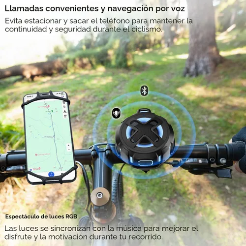 Miniatura 6 de Altavoz Pro Bike actualizado, con soporte para manillar profesional, Bluetooth V5.4, IPX7 impermeable, funda de silicona, navegación por