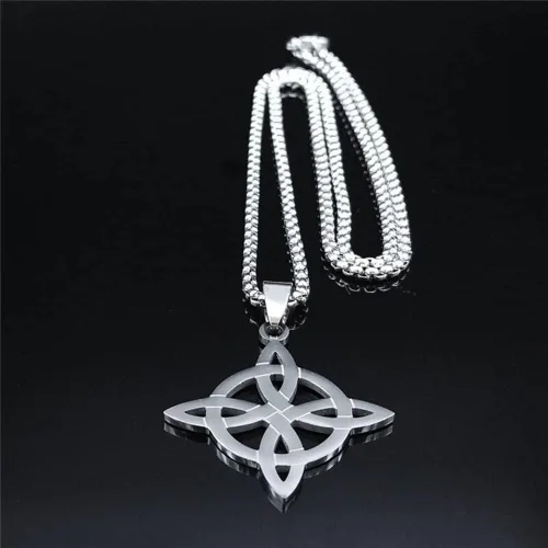 Miniatura 4 de Collar de geometría de nudo celta de bruja de acero inoxidable para hombresmujeres Wicca Collares de bruja Nudo de Bruja