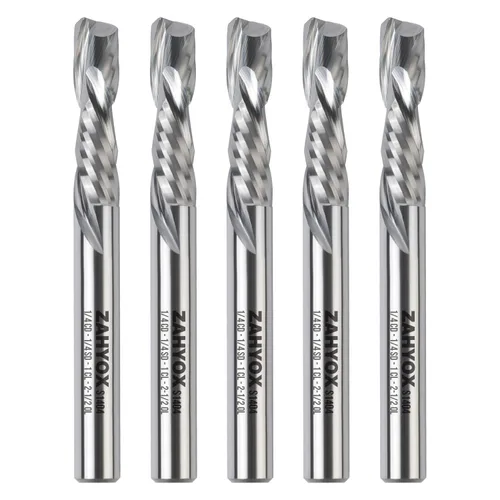 Miniatura 18 de Zahyox Broca de fresadora en espiral de vástago de 1/4 pulgadas, compresión arriba y abajo, carburo sólido, fresadora CNC recta para madera, 1/4